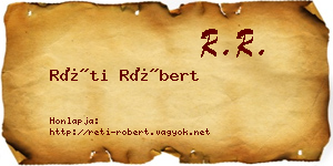 Réti Róbert névjegykártya